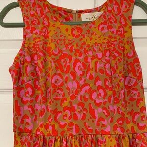 JB by Julie Brown Sleeveless Pink & Orange Patterned Midi Dress